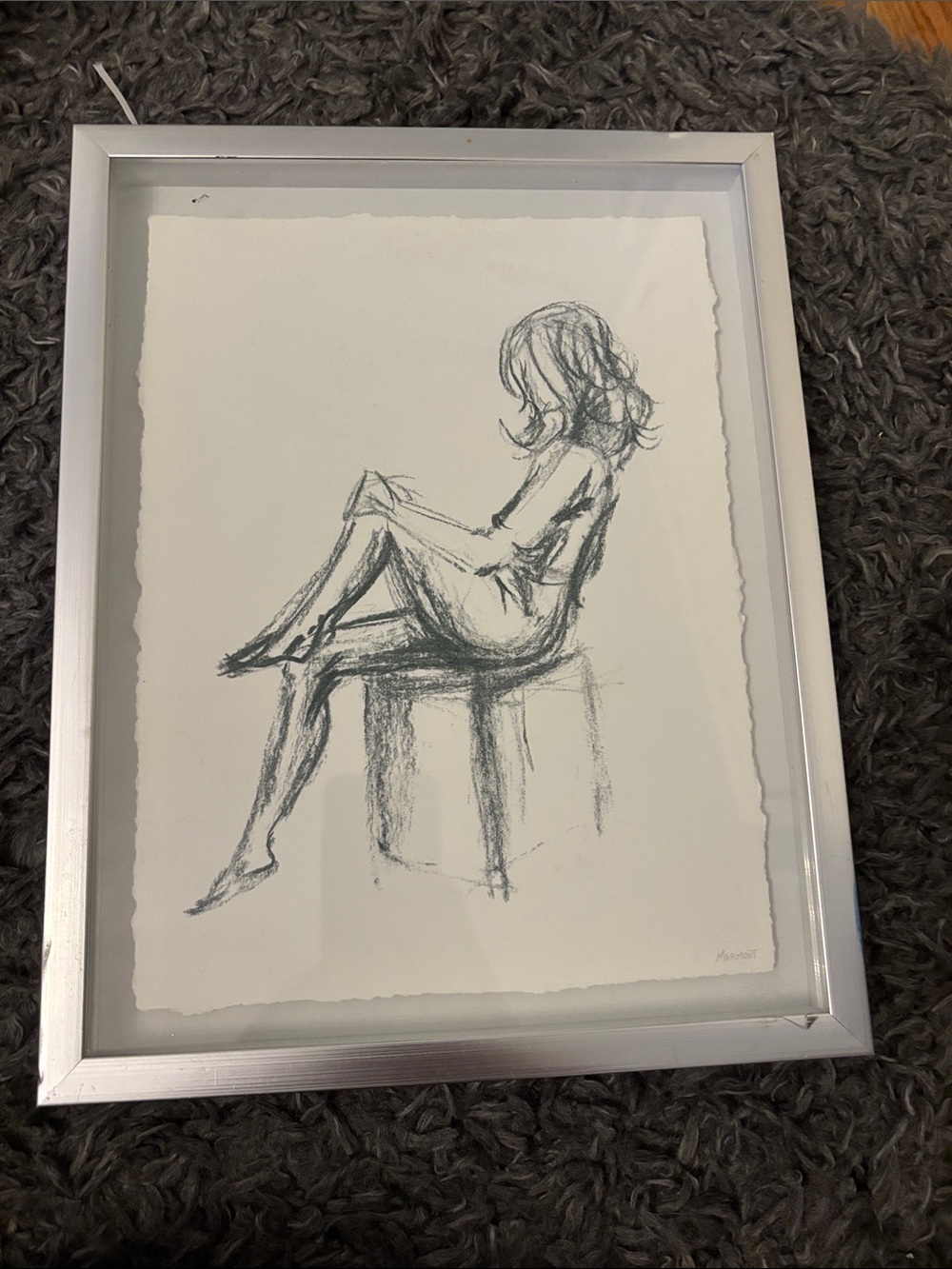 Picture Frame with Girl Sitting on a box
